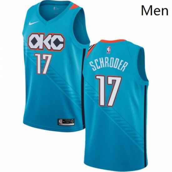 Mens Nike Oklahoma City Thunder 17 Dennis Schroder Swingman Turquoise NBA Jersey City Edition